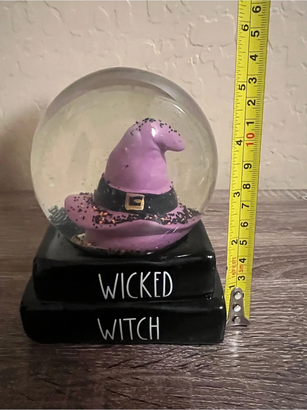 RAE DUNN Halloween Wicked Witch Snow Globe Books Black Purple NWOT